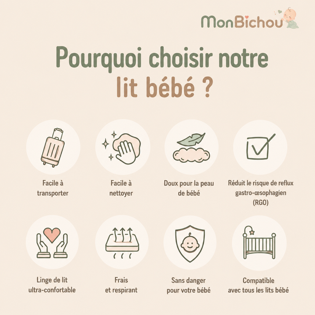 MonBichou™ | Lit bébé anti-reflux ergonomique